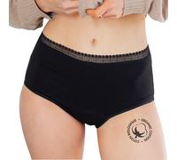 LIGNE V - Bragas Menstruales para Mujer - Algodón Ecológico - Ideales para La Regla con Flujo Muy Abundante - Lavables y Reutilizables - para Mujeres y Niñas - Tallas Grandes - Negro XS, Braga Alta