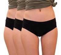 LIGNE V - Lote de de 3 Bragas Menstruales Invisibles sin costuras - Protección lavable y ecológica - Flujo ligero a abundante - Absorbentes y anti fugas - Adolescentes & Mujeres Grandes Tamaños/Negro XS
