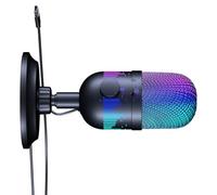 LIGSLN Micrófono USB para juegos con efectos LED para transmisión en PC, micrófono de sonido claro, cable de 1800 mm