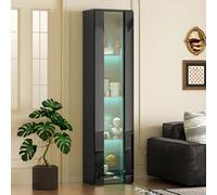 Ligterra 40 x 29 x 170 cm armario vitrina multifuncional, partición de cristal, luz LED que cambia de color, control remoto/ajuste de aplicaciones, placa acrílica, vitrina de cristal, armarios de