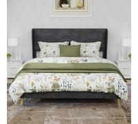 Ligterra Cama doble de 160 x 200 cm, cama, marco de cama, cama tapizada, suave y cómoda, cabecero, muebles de dormitorio, base baja, sin colchón (gris, 140 x 200 cm)