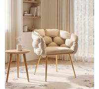 Ligterra Juego de 1 sillas de comedor, sillas de comedor, silla de cocina, sillón, sillón de lectura, tapizado de terciopelo, estructura de metal de lujo, para comedor, salón, dormitorio, 59 × 58 × 75