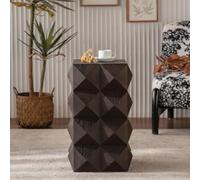 Ligterra Mesita de noche de 60 cm de altura, diseño tridimensional en relieve, mesa auxiliar, mesita de noche, retro, para dormitorio, salón, montaje superrápido, sin herramientas, color marrón