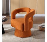 Ligterra Sillas acentuadas giratorias de 360 grados, sillas redondas con acolchado ancho, silla de tela mullida para salón, dormitorio, oficina, sala de espera, color naranja