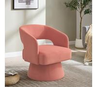 Ligterra Sillón giratorio para sala de estar, sillón redondo, sillón dormitorio, silla de acento giratoria de 360 grados, respaldo abierto, acolchado de espuma suave, pie giratorio de metal para sala