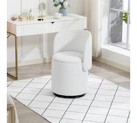 Ligterra Sillón giratorio para salón, sillón redondo, sillón dormitorio, espacio de almacenamiento integrado, silla de acento acolchada suave, multifuncional para dormitorio y comedor, color blanco