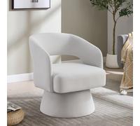 Ligterra Sillón giratorio para salón, sillón redondo, sillón dormitorio, silla acento giratoria de 360 grados, respaldo abierto, acolchado de espuma suave, pie giratorio de metal para sala de estar