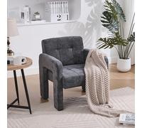 Ligterra Sillón, sillón de lectura, sillón acolchado de tela, estilo nórdico, para salón, estudio, oficina, 67,5 × 69 × 74 cm (gris)