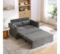 Ligterra Sofá cama 3 en 1 con función de dormir deslizante, convertible, sofá doble con soporte para bebidas, bolsillos laterales, cojines y puerto USB, para salón, dormitorio, gris