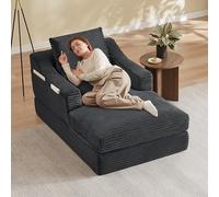 Ligterra Sofá chaise longue de 160 cm, sofá cama sin boneless de suelo y sofá cama con función de dormir, sin montaje, diseño de doble capa, sofá reclinable suave para salón, oficina y apartamento