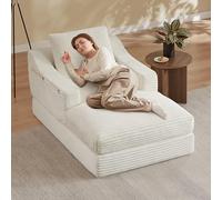 Ligterra Sofá chaise longue de 160 cm, sofá cama sin boneless de suelo y sofá cama con función de dormir, sin montaje, diseño de doble capa, sofá reclinable suave para salón, oficina y apartamento