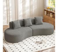 Ligterra Sofá esquinero modular curvo moderno con función de dormir, sofá de 5 plazas, sofá tapizado, sofá sin camas, sofá con almohadas para salón, apartamento, decoración del hogar, fácil montaje