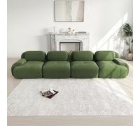 Ligterra Sofá modular de 4 plazas de cordón, sofá sin huesos, sofá comprimido, sin montaje y base antideslizante, combinable libremente, para sala de estar, zonas de descanso, 388×103×75cm (Verde)