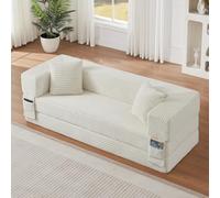 Ligterra Sofá modular, sofá sin boneless, sofá cama con función de dormir, diseño cuadrado clásico, diseño único de dos capas, para apartamentos y habitaciones grandes (beige)
