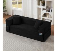 Ligterra Sofá modular, sofá sin boneless, sofá cama con función de dormir, diseño cuadrado clásico, diseño único de dos capas, para apartamentos y habitaciones grandes (negro)