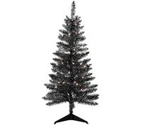 Liguanow Árbol de Navidad Artificial de Halloween de 4 pies, Mini árbol de Navidad de Mesa Negro con 50 Luces, pequeño árbol de Navidad para el hogar, Oficina, Fiesta, Vacaciones, decoración de