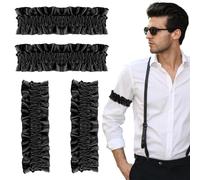 Liguero,Liga Novia,Sujeta Camisas Hombre,Ligas De Novia,Armband Garter,Brazeletes Elásticos,Manga De Camisa Antideslizante,Brazalete Camisa,Sujeta Mangas Blazer Mujer,Elasticos Para Mangas,Negro 4 Pcs