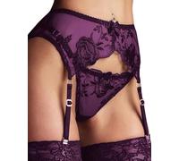 Ligueros y Tanga Set para Mujer Sexy Encaje Conjunto de Lencería con Liguero Transparente Ligas con 4 Clips Metálicos Ajustables para Medias Erótico Ropa Interior + G-string