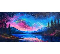 Liguolnn 5D Diamond Painting Adultos Grande Tamaño 60x120cm, Lago Aurora DIY Cuadro Diamante para Adultos Completo, Diamond Art Kit para Niños, Cristal Bordado Punto de Cruz Decoración Hogar lgl8-396
