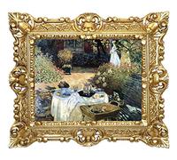LIGUORO SHOP Impresión sobre papel cuadro Monet desayuno en el jardín con marco de estilo barroco 45 x 37 cm (dorado)