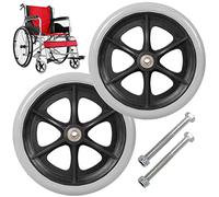 LIGUOYI 2 Pcs Ruedas De Goma Maciza, 6" 7" 8" Silla De Ruedas Rueda Delantera, Eje De 5/16"(8mm), Carga Máxima 120 Kg (265 LB), Reemplazo De Ruedas para Sillas De Ruedas Minusvalidos, Gris/Negro