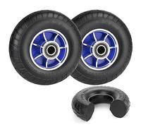 LIGUOYI 2X Ruedas de Carretilla 10" Rueda de Goma Maciza Impinchable con Llantas de Aleación - Orificio de Eje de 25/32" Rodamientos Dobles Capacidad de 450 Kg Piezas de Repuesto Carro para Mano