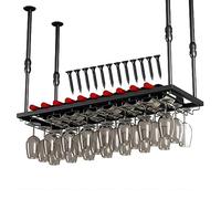 LIGUOYI Soporte para Copas De Vino De Techo, Colgador para Copas Gran Estabilidad Fácil De Instalar Estante De Almacenamiento De Copas De Vino Ajustable, Bastidor De Copas para Bar Fiesta