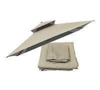 LIGUOYI Tela De Repuesto para Sombrilla Jardin Exterior Grandes 2,5m 3,0m Reemplazo Toldo De Repuesto Cuadrada Tela para Sombrilla para 8 Varillas, Protección UV Doble Capota Ventilación(Khaki,300cm)