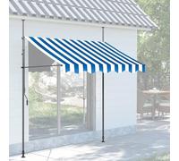 LIGUOYI Toldo para Balcón Altura y ángulo ajustables Toldo Manual Retráctil con Manivela 150 200 300 350 400cm×120cm Protección Solar estanca a Agua para Exterior Terraza(Blue white,300x120cm)