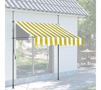 LIGUOYI Toldo para Balcón Altura y ángulo ajustables Toldo Manual Retráctil con Manivela 150 200 300 350 400cm×120cm Protección Solar estanca a Agua para Exterior Terraza(Yellow white,300x120cm)