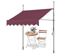 LIGUOYI Toldo Para Balcones Toldo Ángulo Ajustable Para Exterior, Protección Solar Manual Retráctil Con Manivela Altura Regulable 2,15-3,1 m Para Terraza Ventana Patio Jardín(Red,400x120cm)