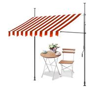 LIGUOYI Toldo Para Balcones Toldo Ángulo Ajustable Para Exterior, Protección Solar Manual Retráctil Con Manivela Altura Regulable 2,15-3,1 m Para Terraza Ventana Patio Jardín(Red white,300x120cm)