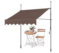 LIGUOYI Toldo Para Balcones Toldo Ángulo Ajustable Para Exterior, Protección Solar Manual Retráctil Con Manivela Altura Regulable 2,15-3,1 m Para Terraza Ventana Patio Jardín(Brown,300x120cm)