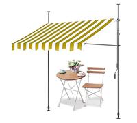 LIGUOYI Toldo Para Balcones Toldo Ángulo Ajustable Para Exterior, Protección Solar Manual Retráctil Con Manivela Altura Regulable 2,15-3,1 m Para Terraza Ventana Patio Jardín(Yellow white,200x120cm)