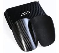 LIGVIV Espinilleras de fútbol mini, espinilleras de fibra de carbono con funda de transporte portátil para hombres, mujeres, jóvenes y niños