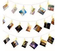 LIHAO Colgar Fotos de Luces, 5m 50LED Foto Clip Plástico Cadena Luz Cálida, para Decoración, Habitaciones, Bodas, Cumpleaños, etc.