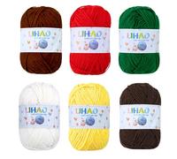 LIHAO Lanas para Tejer, Lanas para Crochet, 6 Ovillos de Lanas Navidad, Hilo de Algodon, Perfecto para DIY y Tejido a Mano, 6 x 50g