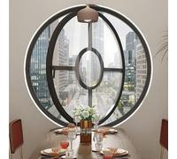 LIHDNGXM Claraboya Redonda de Montaje Empotrado, Ventana de Ventilación Giratoria 360° para Cocina/Baño/Dormitorio 40 50 60 70 80 100cm, Decorativa Estanca(Black-B,40cm)