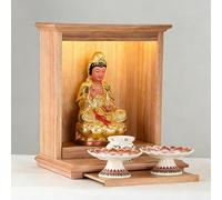LIHDNGXM Estante de Altar de Madera para el hogar, gabinete montado en la Pared para exhibir la Estatua del Dios de la Riqueza y Guanyin, nicho de oración, Mesa para Incienso(Natural-B,51x36x56cm)