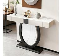 LIHDNGXM Mesa Consola De Acento Moderna Rectangular De Mármol con 2 Cajones, Mesa De Sofá Detrás del Sofá, Mesa De Porche De Entrada De Lujo para Salón, Pasillo, Recibidor(Black A,80x35x92cm)