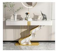 LIHDNGXM Mesa Consola Estrecha De Media Luna con Cajones, Mesa Lateral De Sofá Larga Detrás del Sofá, Mueble De Porche Y Pasillo para Entrada(Gold C,140x35x92cm)