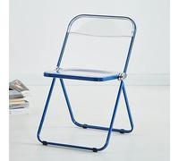 LIHDNGXM Silla acrílica Transparente Plegable y apilable, Silla Moderna Transparente y portátil, Plegable para Eventos y Comidas, sillas Plegables para Fiestas Interiores(Blue Frame)