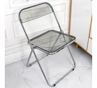 LIHDNGXM Silla Moderna Plegable para Comedor Transparente, Silla Plegable de acrílico Claro con herrajes, Estructura metálica portátil Plegable para el hogar, Oficina(Gray)