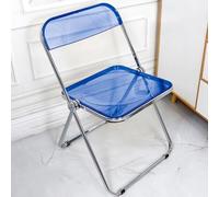 LIHDNGXM Silla Moderna Plegable para Comedor Transparente, Silla Plegable de acrílico Claro con herrajes, Estructura metálica portátil Plegable para el hogar, Oficina(Blue)