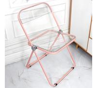 LIHDNGXM Silla Moderna Plegable para Comedor Transparente, Silla Plegable de acrílico Claro con herrajes, Estructura metálica portátil Plegable para el hogar, Oficina(Pink Frame)