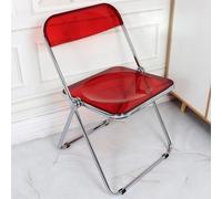 LIHDNGXM Silla Moderna Plegable para Comedor Transparente, Silla Plegable de acrílico Claro con herrajes, Estructura metálica portátil Plegable para el hogar, Oficina(Crimson)