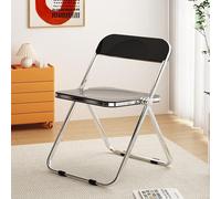 LIHDNGXM Silla Plegable de acrílico, Silla de Comedor de acrílico Transparente, Panel de plástico y Estructura metálica cromada, Asiento de plástico PC(Black)