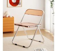 LIHDNGXM Silla Plegable de acrílico, Silla de Comedor de acrílico Transparente, Panel de plástico y Estructura metálica cromada, Asiento de plástico PC(Tea Yellow)