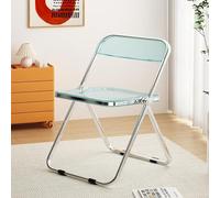 LIHDNGXM Silla Plegable de acrílico, Silla de Comedor de acrílico Transparente, Panel de plástico y Estructura metálica cromada, Asiento de plástico PC(Blue)
