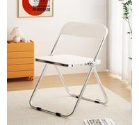 LIHDNGXM Silla Plegable de acrílico, Silla de Comedor de acrílico Transparente, Panel de plástico y Estructura metálica cromada, Asiento de plástico PC(White)